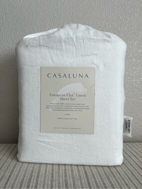 NWT King 100% Linen Sheet Set White - Casaluna